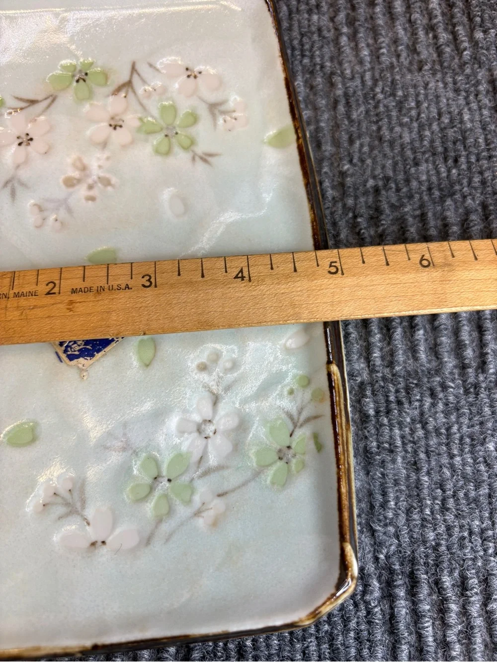 Japanese-made porcelain jewelry tray/soap dish/sushi plate/ w/cherry blossoms